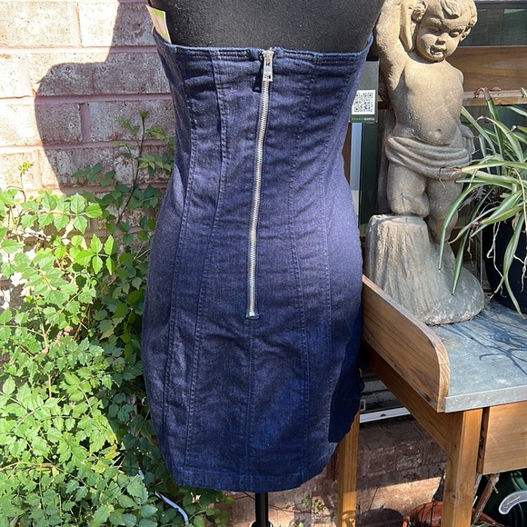 NWT Guess Strapless Ruffle Denim Dress Size S - Picture 8 of 13